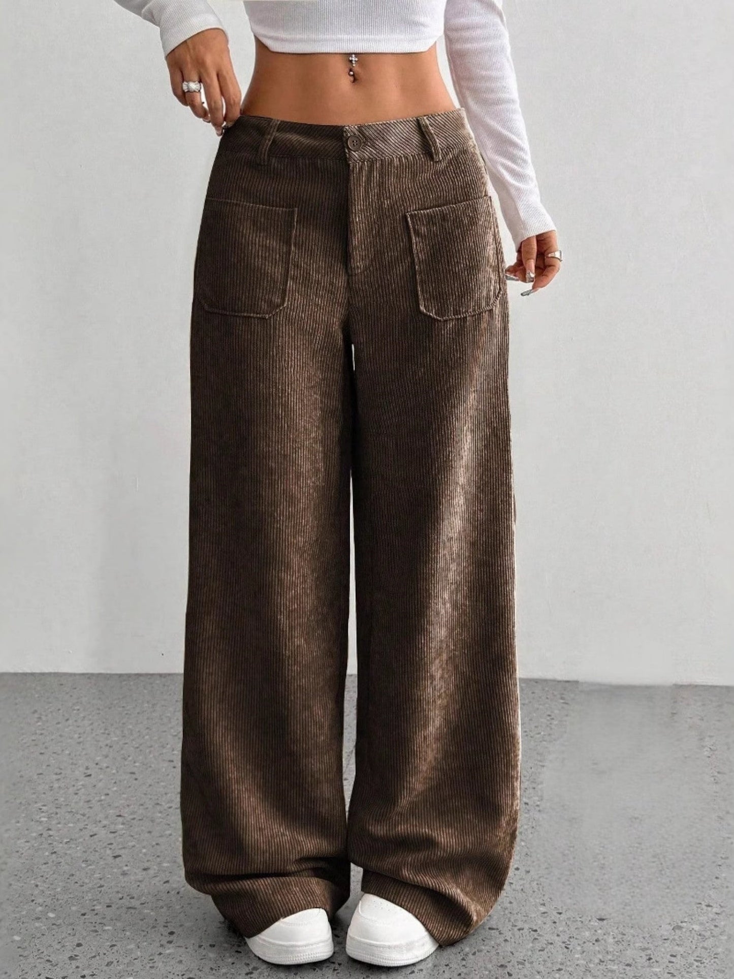 Pocket Loose Wide-leg Pants