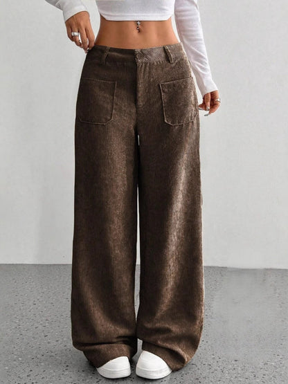 Pocket Loose Wide-leg Pants