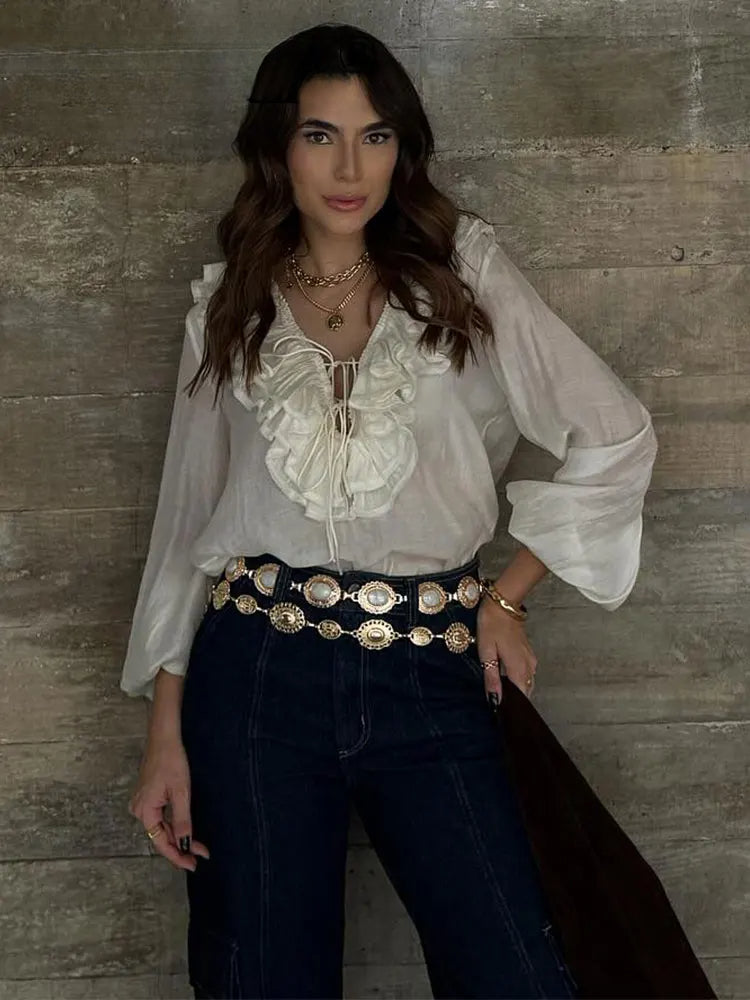 Elegant Tiered Ruffles Blouse