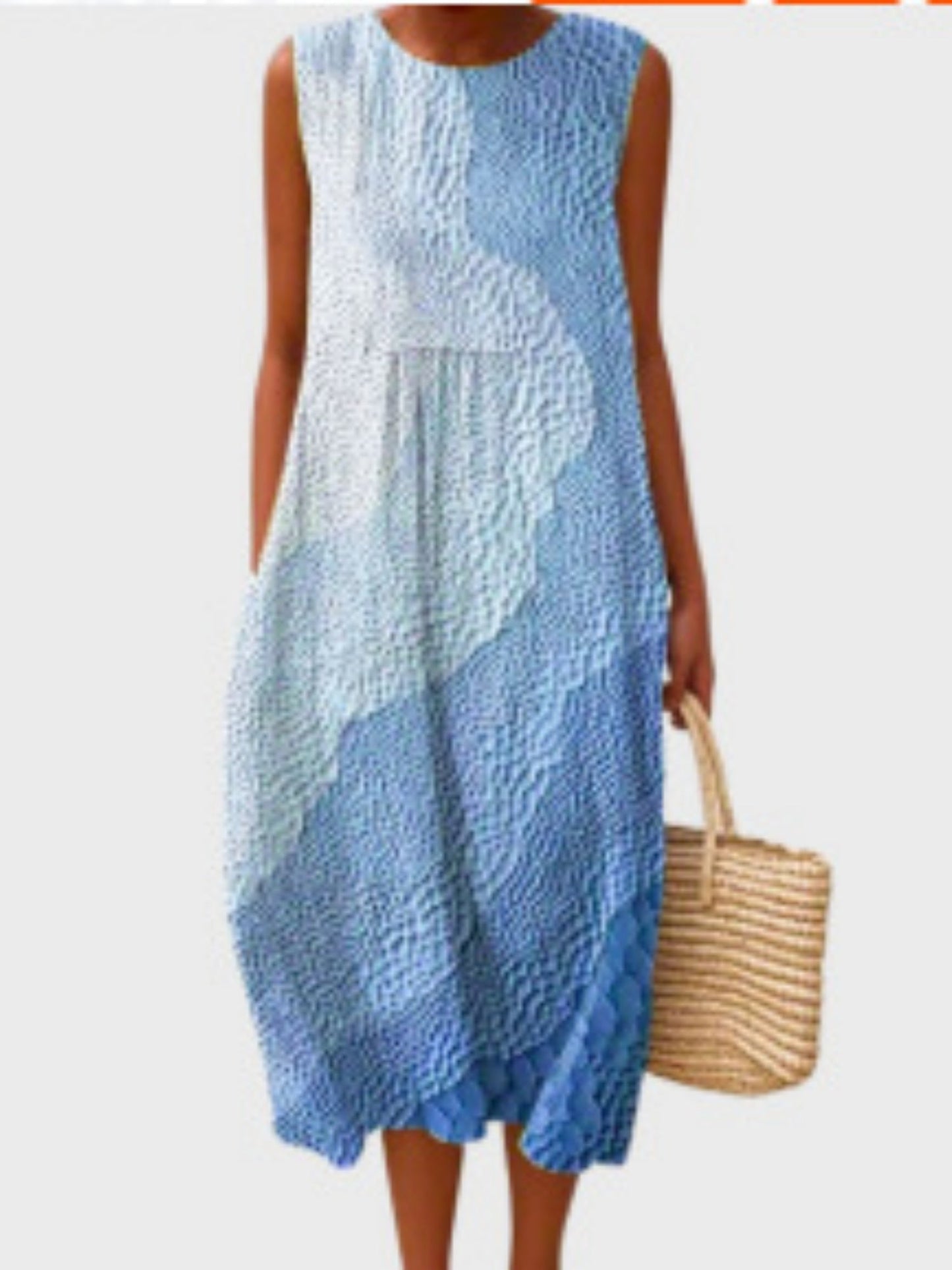 Printed Pocket Round Neck Sleeveless Maxi Dresses