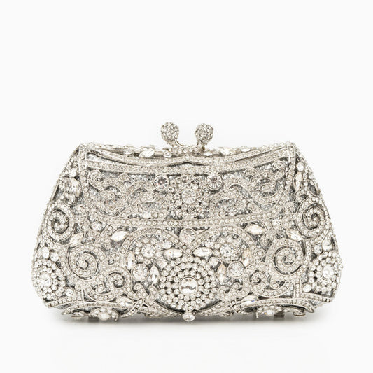 Ayanne Silver Crystal Clutch Bag