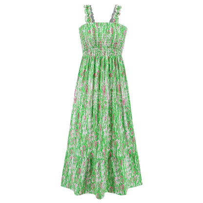Rylee Strappy Printed Maxi Dress - Green