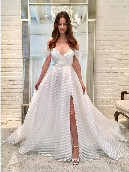 Dress See through Trailing Pure White Deep V Plunge Dress