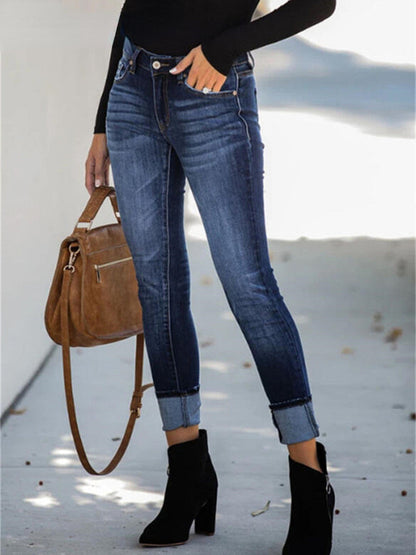 DressBetty - High Waist Stretch Skinny Denim Blue Retro Washed Elastic Slim Pencil Pants