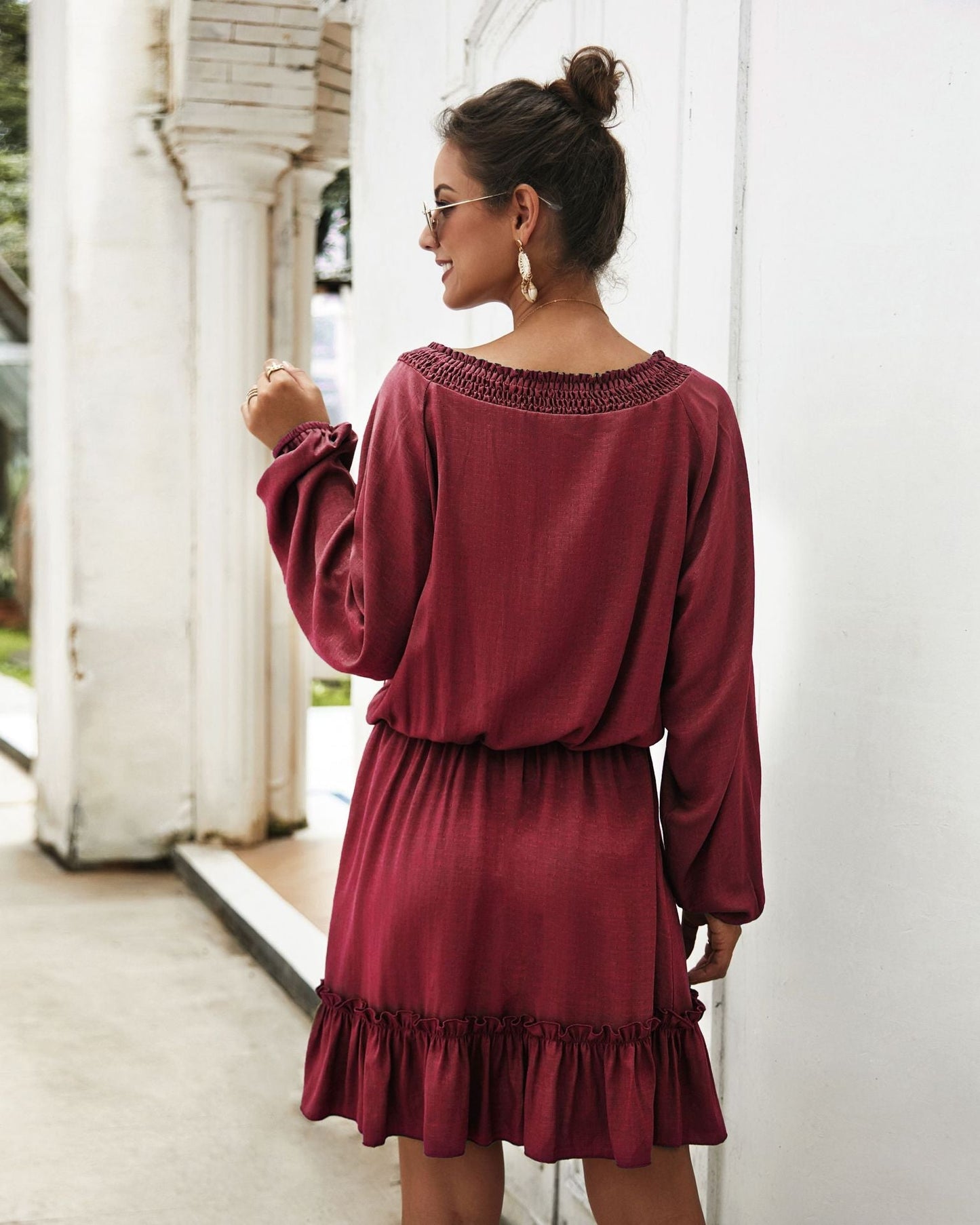 Lena Satin Midi Dress - Marsala