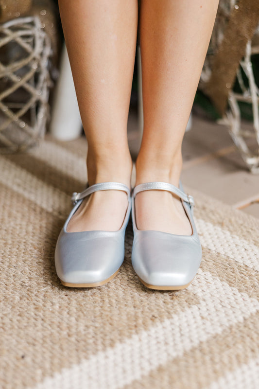Noelle Silver Mary Jane Flats for Girls