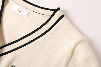 Chanel Style Classic Contrast Color Knitwear Stitching Mesh Dress Age reducing Elegant Dress