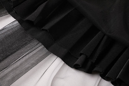 Chanel Style Classic Contrast Color Knitwear Stitching Mesh Dress Age reducing Elegant Dress