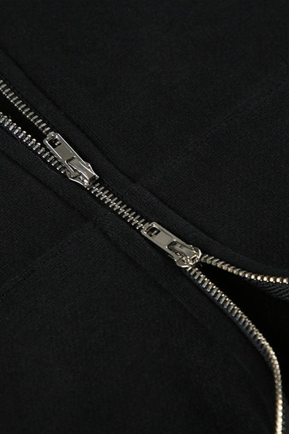 Fur Trim Hooded Zip Waist Jacket