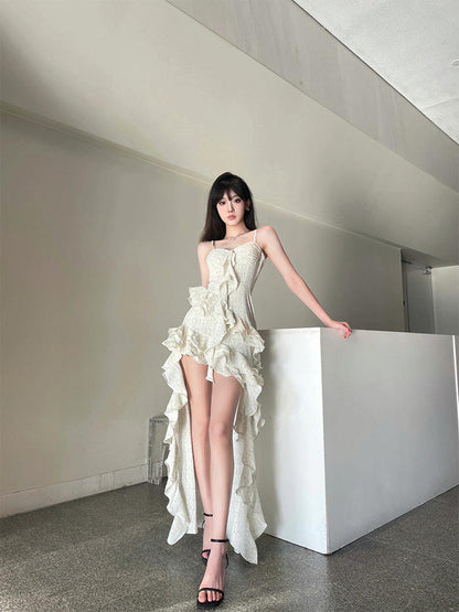 Asymmetrical Ruffle Maxi Dress – Elegant Beach Goddess Look