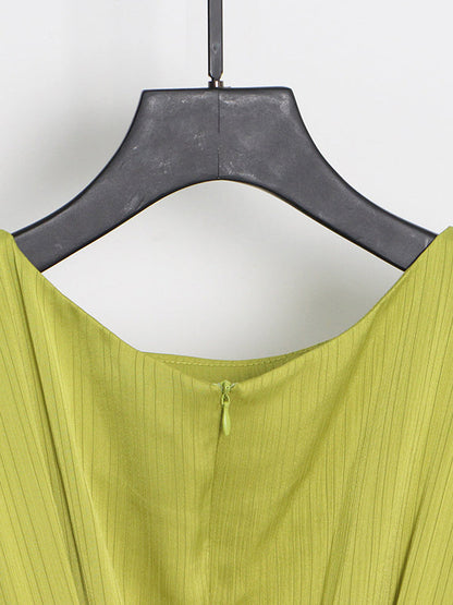 High Waisted Loose Belted Solid Color Boat Neck Midi Dresses