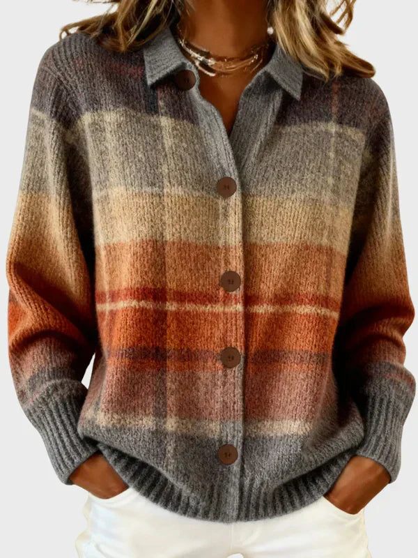 The Victoria — Plaid Knit Cardigan