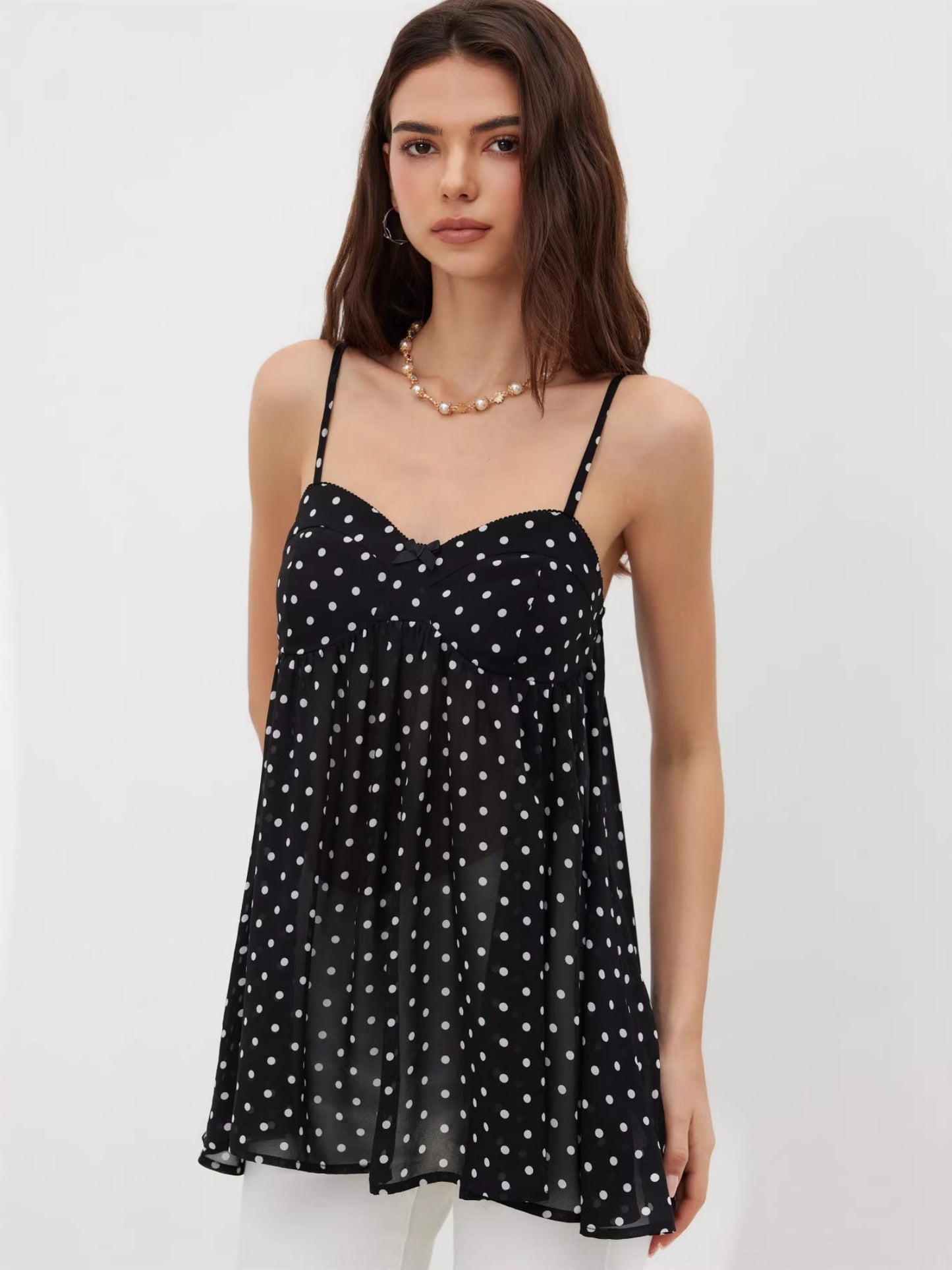 Leopard Print Chiffon Ruffle Tank Top