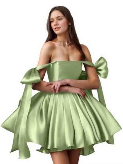 Strapless Satin Evening Dress