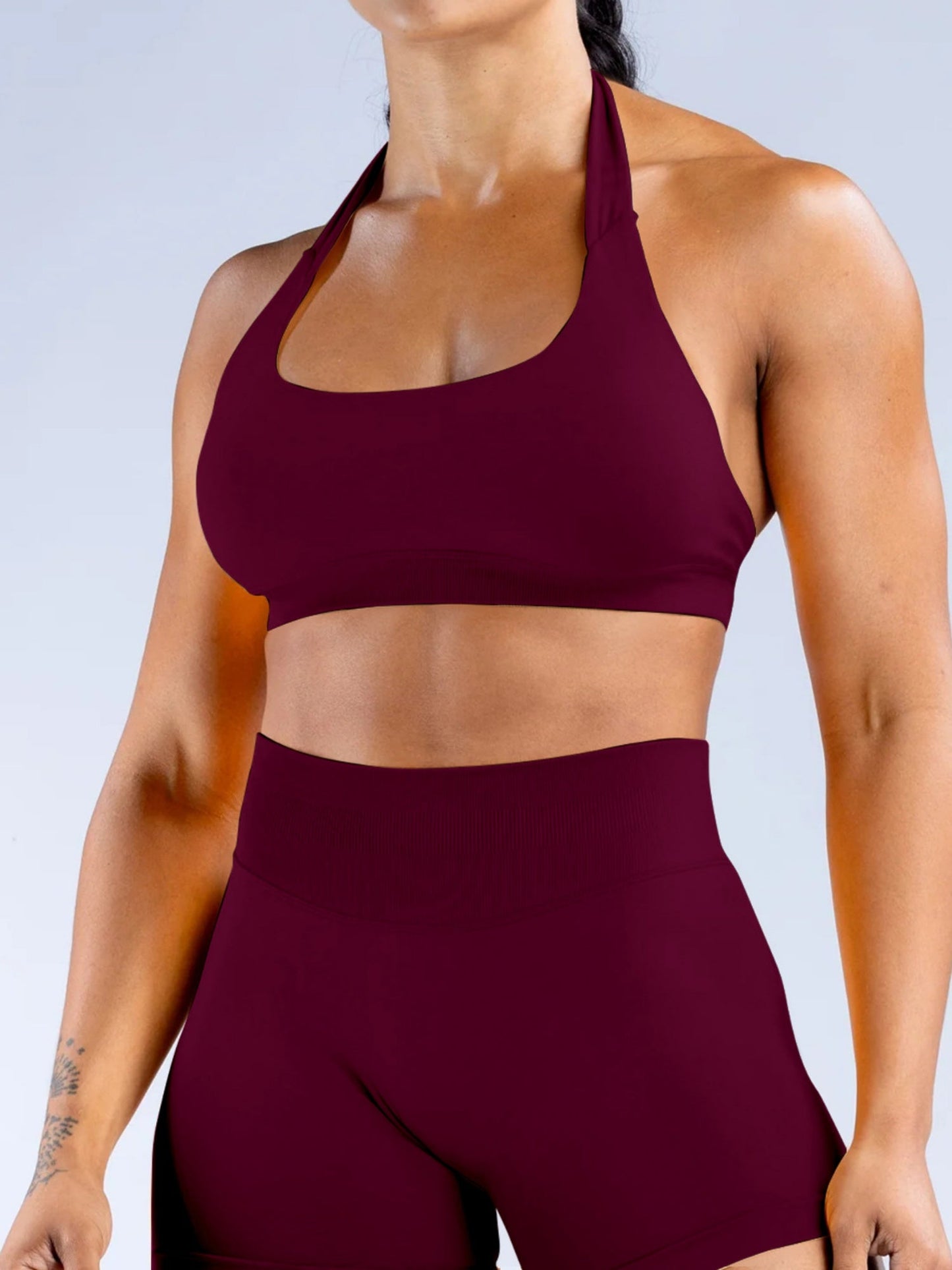 Seamless With Breast Pads Pleated Exercise Yoga Halter Bra Vest