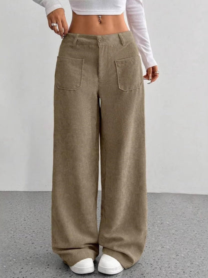 Pocket Loose Wide-leg Pants