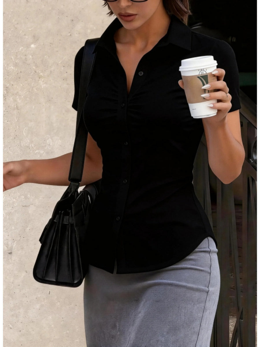 Cropped Slim-fit Profession Waist Shirts
