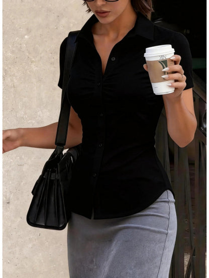 Cropped Slim-fit Profession Waist Shirts