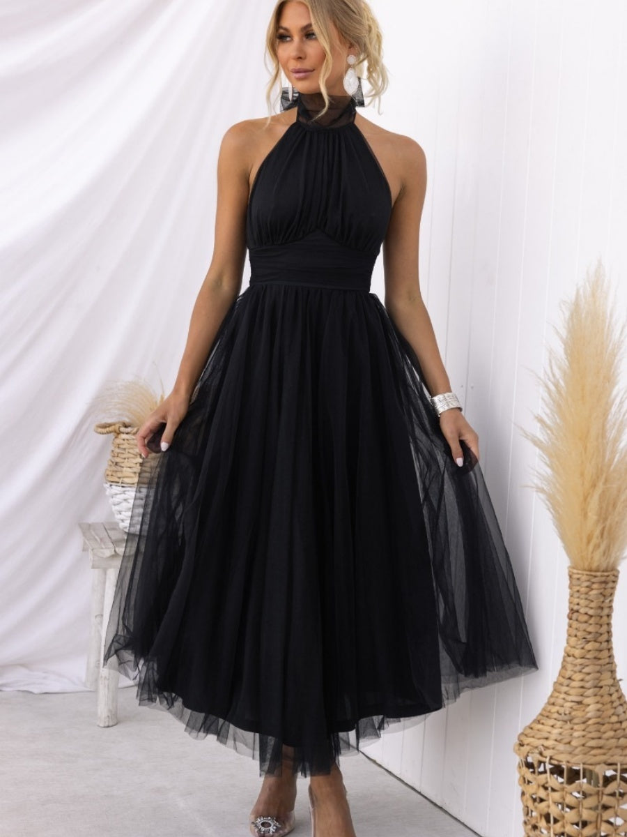 Halter Mesh Formal Dress Maxi Dresses