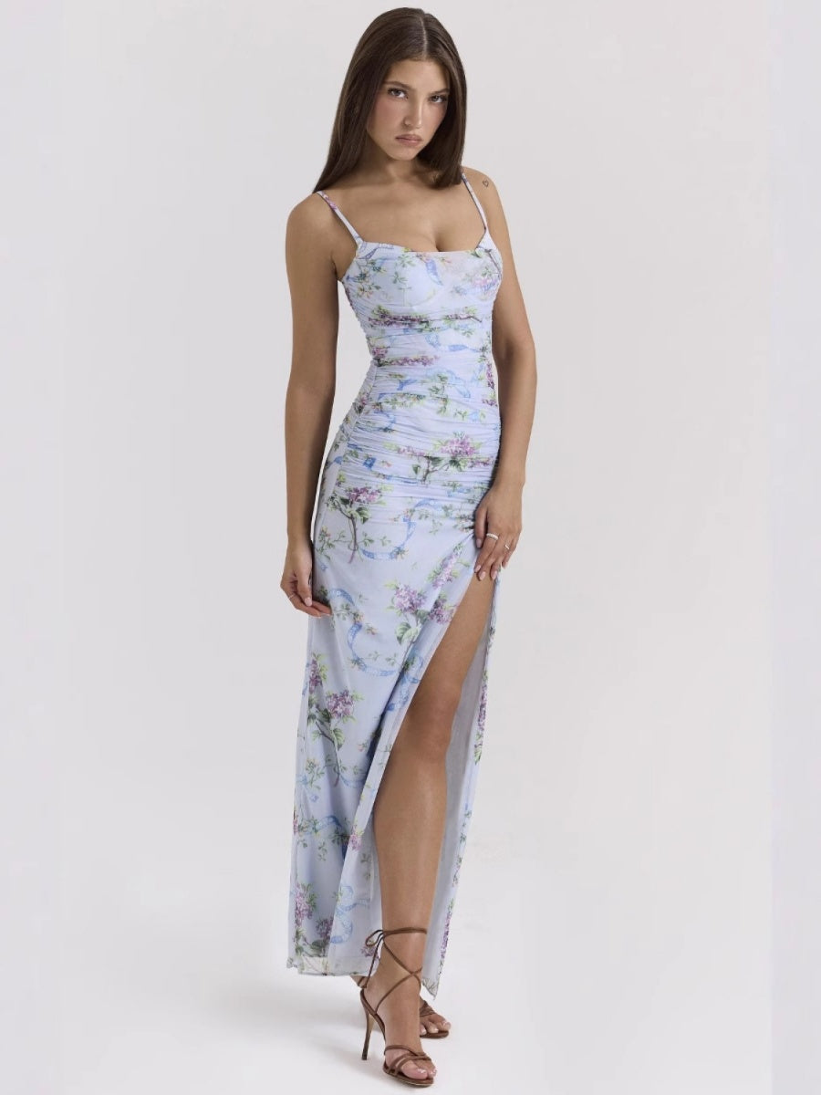 Floral Camisoles Slit Sexy Parties Midi Dresses
