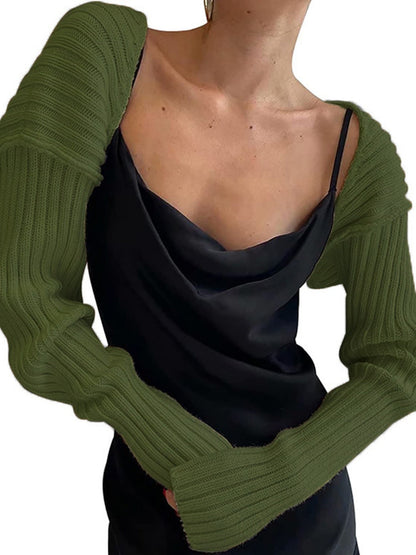 Knitted Long-Sleeve Cropped Top