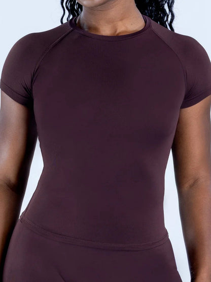 Seamless Quick-drying Moisture-wicking Exercise And Fitness Yoga Short-sleeved T-shirt