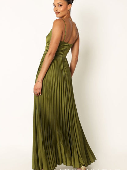 Camisoles Green Formal Dress Crimp Maxi Dresses