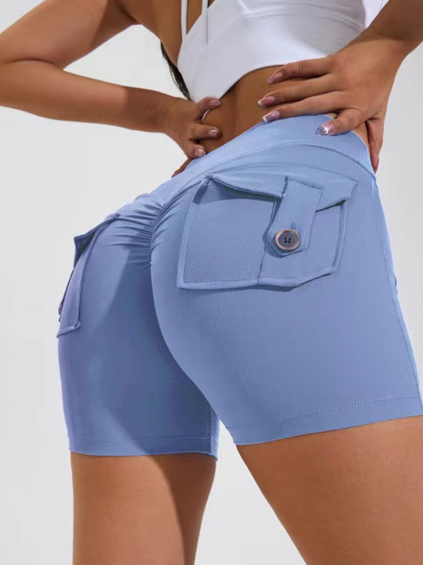 Bare-feel Pocket High-waisted, Tummy-flattening, And Butt-lifting Yoga Shorts
