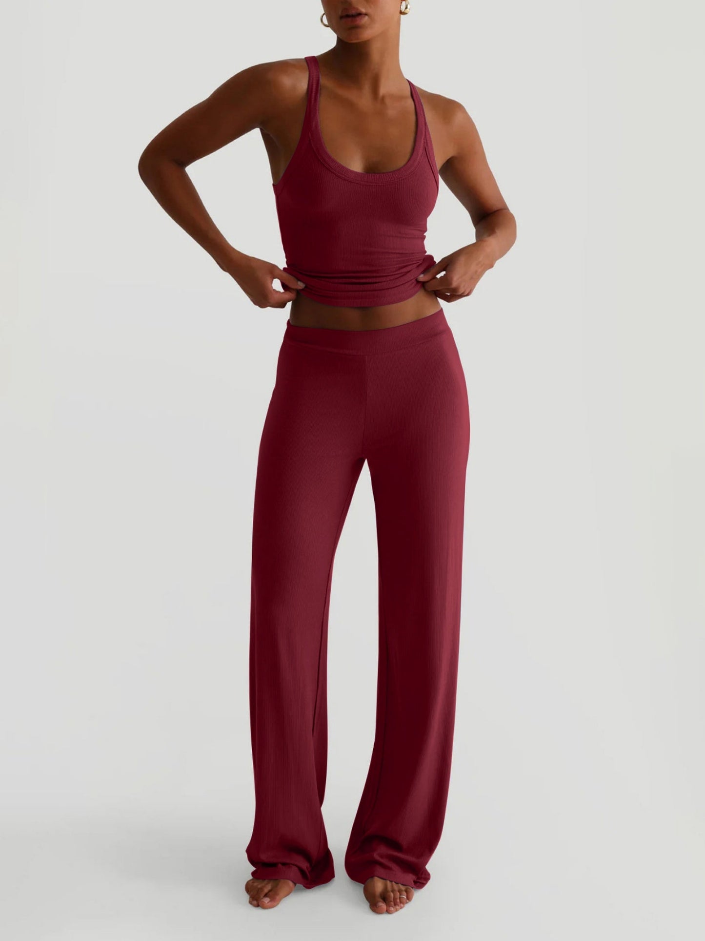 Tank Top Bodycon Trousers Exercise Yoga 2-piece Sets