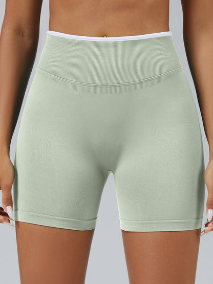 Color Matching Seamless High-waisted Hip Lift Exercise Yoga Shorts