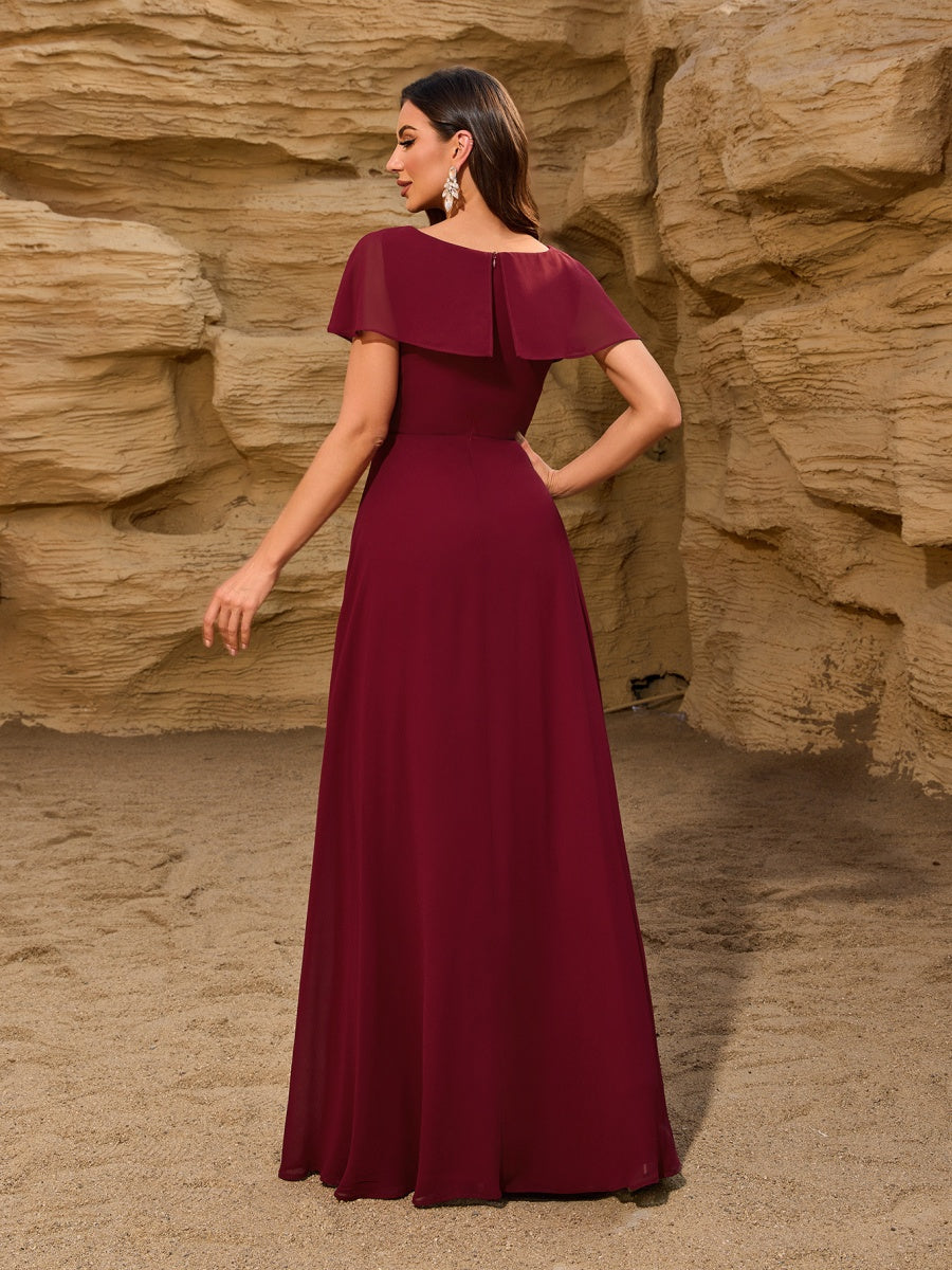 Bow Shawl Style Chiffon Temperament Formal Dress Maxi Dresses