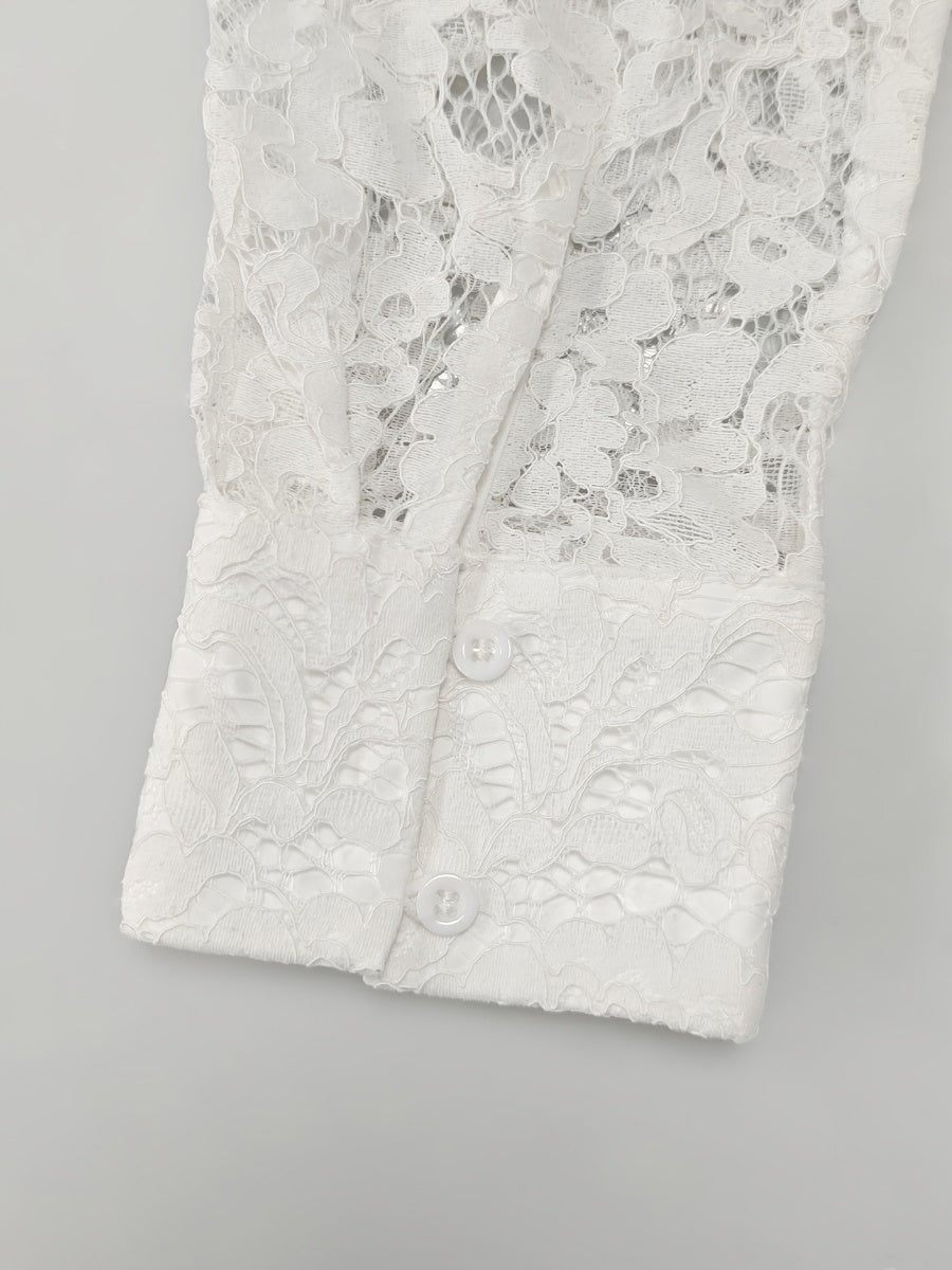 Lace Tassel Edge Cropped Perspective Commuting Shirts