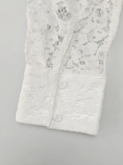 Lace Tassel Edge Cropped Perspective Commuting Shirts