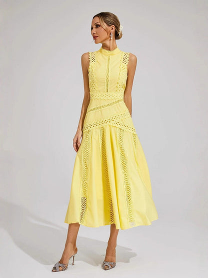 Sleeveless Elegant Long Lace-trimmed Dress