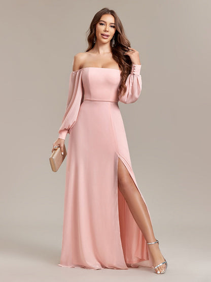 Grace Bandage Slit Formal Dress Chiffon Maxi Dresses