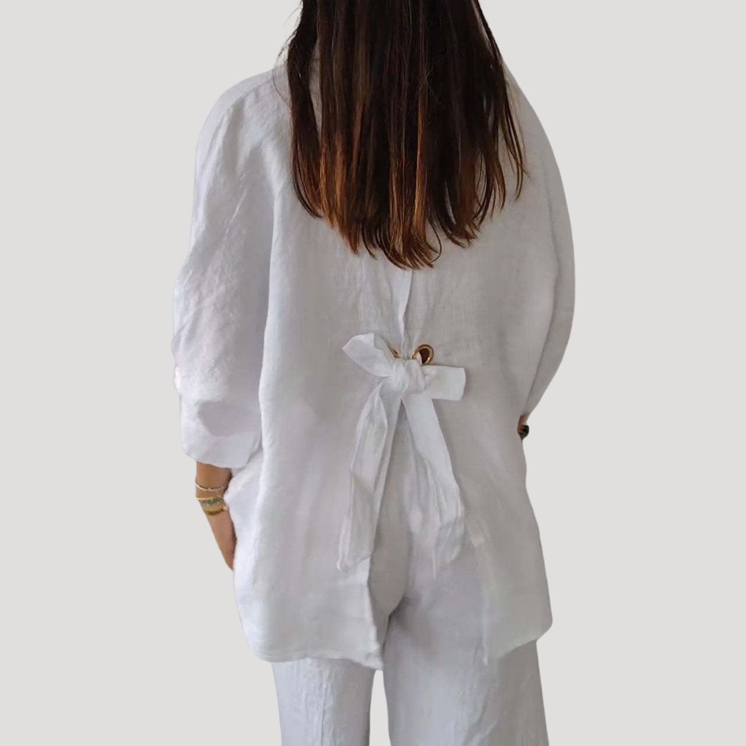 | Linen Long Sleeve Button Shirt Blouse