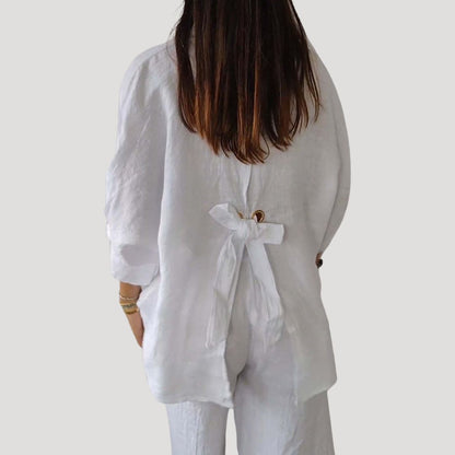 | Linen Long Sleeve Button Shirt Blouse