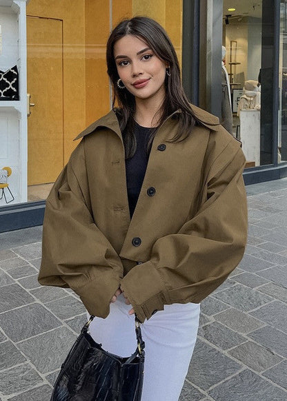 Maren - Cropped High Neck Button Up Jacket