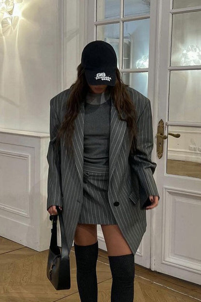 | Striped Suit Blazer Two Piece Set