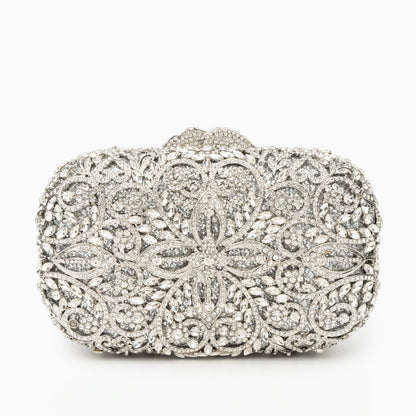 Athena Rhinestone Clutch Bag Silver