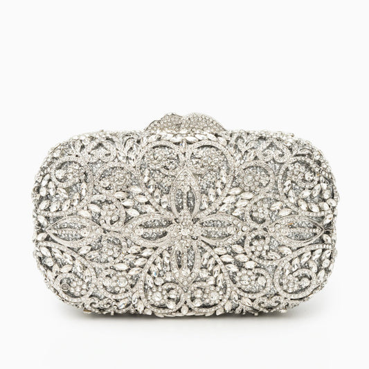 Athena Rhinestone Clutch Bag Silver
