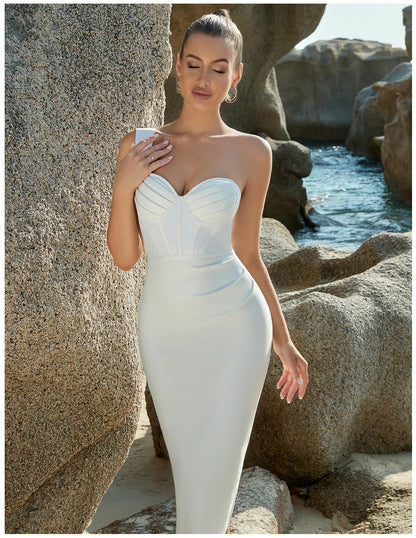 Bandage One Piece Dress One Shoulder Pleated Wedding Party Evening Dress Bandage Dress