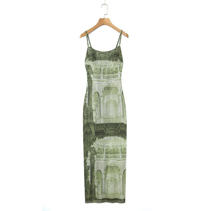Printed Tube Top Dress Lace up Dress