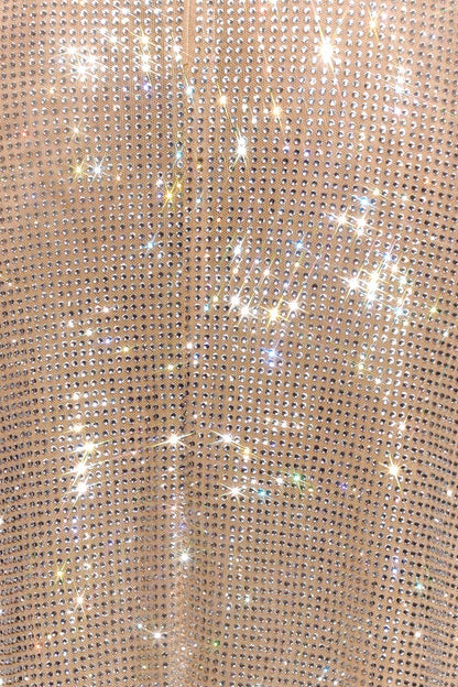 Deep V Neck Halter Sequin Shimmer Metallic Midi Dress