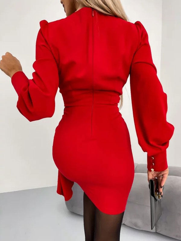 Mini Dresses Black Long Sleeves Short Dress