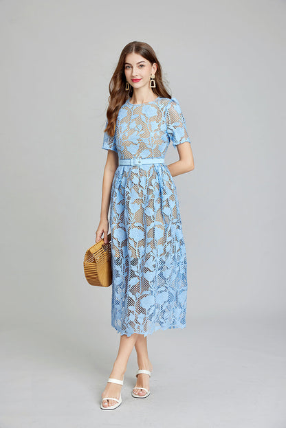 Solid Lace Daily Elegant A Line Maxi Dress