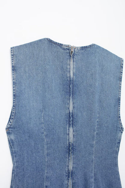 Comfortable Sleeveless Slim Casual Denim Short Dress