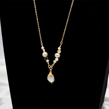 Baroque Pearl Drop Pendant Layered Necklace