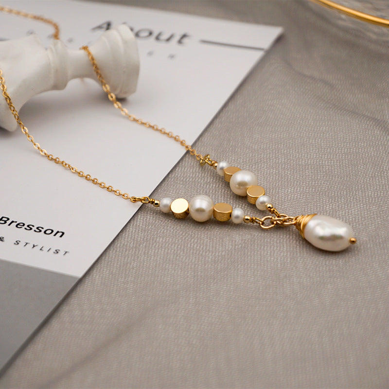 Baroque Pearl Drop Pendant Layered Necklace