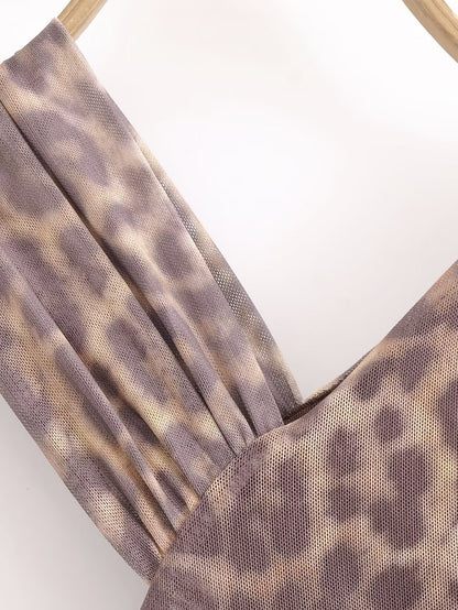 Halter Animal Printed Tulle Dress
